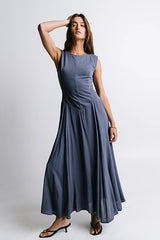 Charles Maxi Dress in Slate Blue