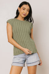 Warren Ribbed Tank in Olive