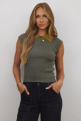 Becca Ribbed Top in Olive