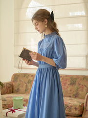 Averie Lace Panel Blue Dress