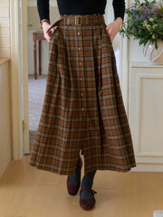 Brinley High-Waist Plaid Skirt