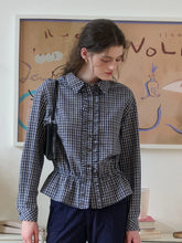 Ariya Point Collar Plaid Cotton Blouse