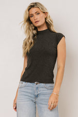 Sunny Mock Neck Top in Charcoal