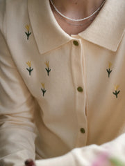 Skyla Round Neck Embroidery Cardigan