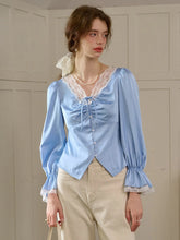 Shailene Retro V-Neck Lace Blouse