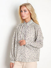 Celia Stand-Up Collar Printing Collision Long-Sleeved Shirt