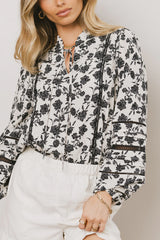 Imann Floral Blouse in Navy