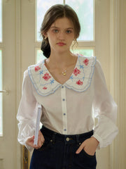 Irina Simple Lace Collar Blouse