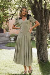 Nellie Drop Waist Maxi Dress in Sage