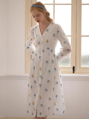 Keyla Floral Embroidery V-Neck Cotton Dress