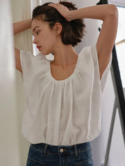 Selene Simple White Loose Blouse