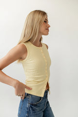 Lucas Button Up Tank Top in Yellow