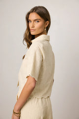 Perrie Floral Button Up in Cream