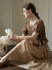 Lillie Vintage Court Ruffle Puff Sleeve Blouse