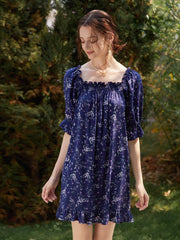 Belle Square Collar Midi Pleated Dress