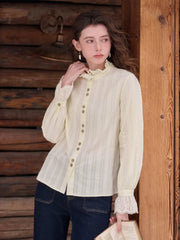 Kaiya Ruffle Collar 100% Cotton Blouse