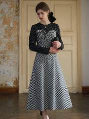 Amara Classic Round Neck Patchwork Plaid Dress