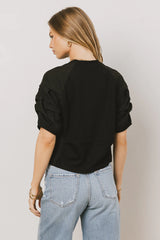 Wyatt Tiered Sleeve Top in Black