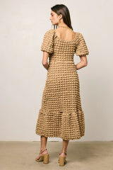 Miley Bubble Texture Dress in Tan