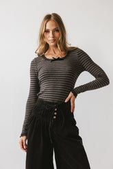 Kiya Striped Top in Charcoal