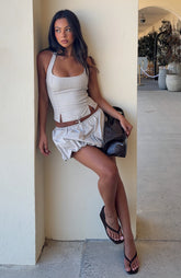 I'm Next Halter Top Beige Check