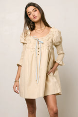 Nolan Babydoll Dress in Beige