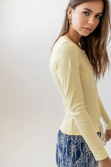 Mia Button Up Top in Yellow