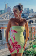 Make Up My Mind Sequin Mini Dress Lime Spritz