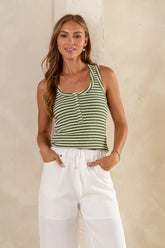 Sailor Striped Tank in Green