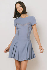 Erin Cap Sleeve Mini Dress in Blue