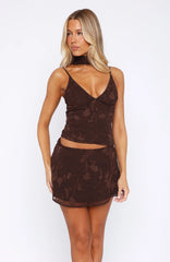 Summer Garden Mini Skirt Chocolate