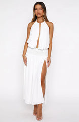 Always Evolving Halter Midi Dress White