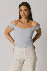 Ace Ribbed Top in Powder Blue