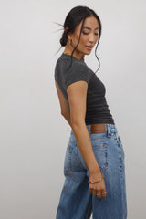 Asher Ribbed Top in Charcoal