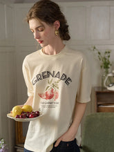 Amirah Classic Crew Neck Pomegranate Print Cotton T-shirt