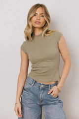 Noel Mock Neck Top in Light Olive