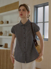 Chloe Peter Pan Collar Plaid Cotton Blouse