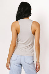 Sleek Jersey Solid Tank in Grey