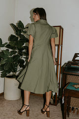 Terry Collared Midi Dress