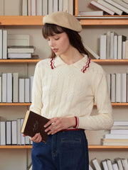 Eloise Peter Pan Collar Ribbed Wool Sweater