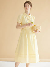 Maryam Floral Embroidery Puff Sleeve Button Front Shirt Dress