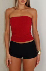 Passing By You Strapless Top Red