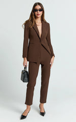 High Waisted Cropped Tailored Chocolate Pants