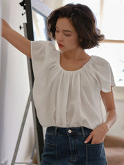 Selene Simple White Loose Blouse