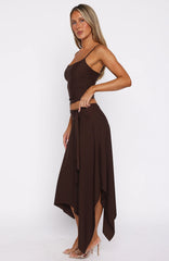 Free All Night Midi Skirt Chocolate