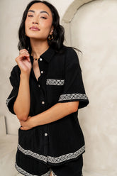 Charley Abstract Button Up in Black