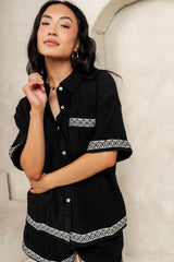 Charley Abstract Button Up in Black