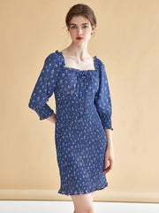 Estelle Classic Square Neck Shell Print Dress