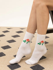 Lena Floral Printed Crew Socks