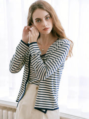 Dakota Round Neck Striped Knitted Jacket